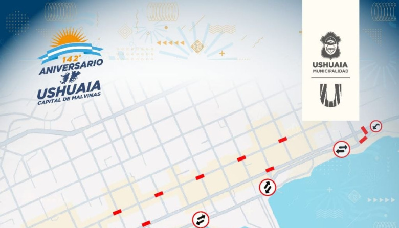 Festejos por el 142º aniversario de ushuaia. Cortes de tránsito por el desfile