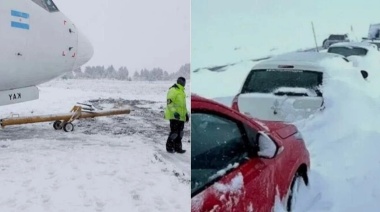 Temporal en la Patagonia: Despistó un avión y una decena de autos quedaron varados en la nieve